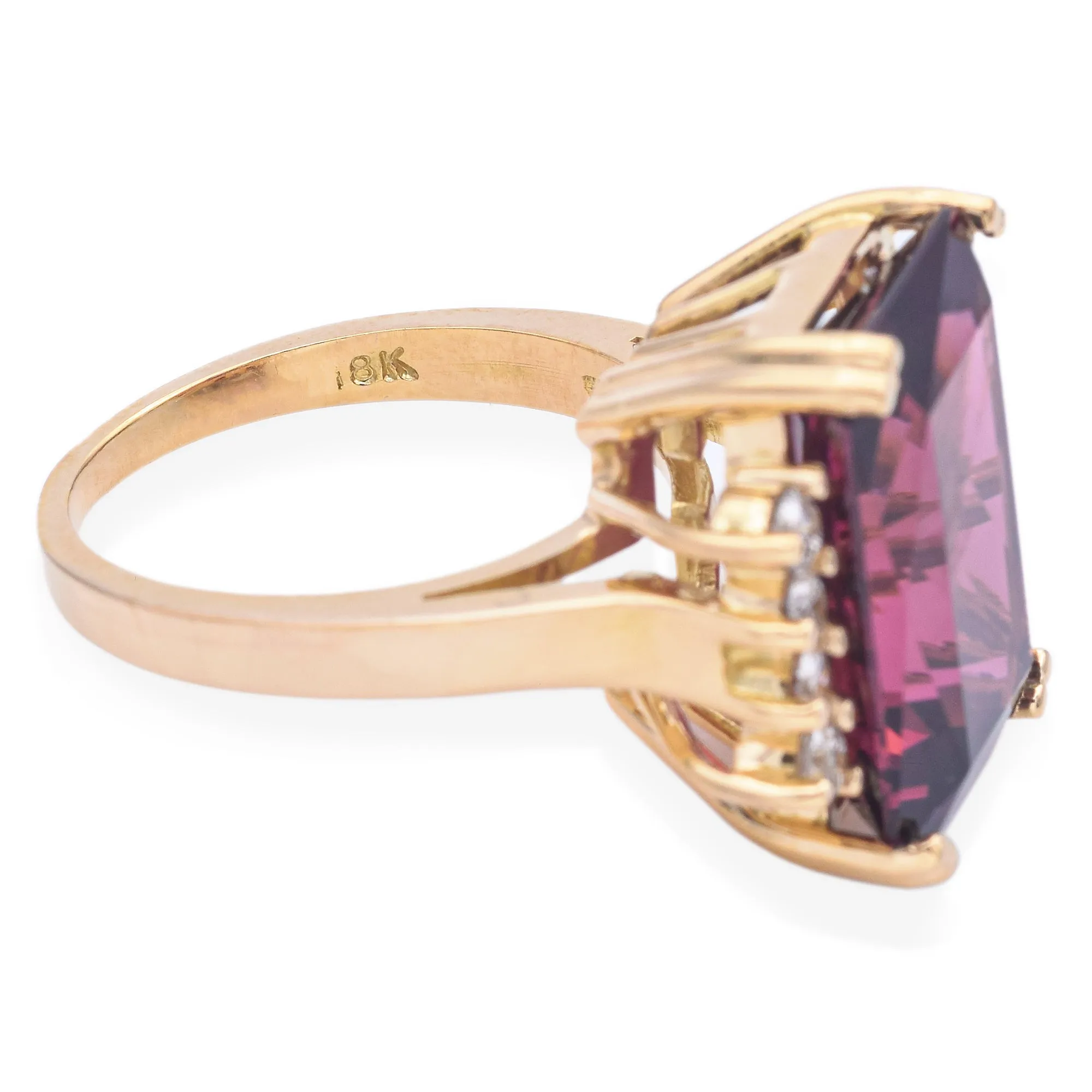 Estate 18K Yellow Gold 14.88ct Tourmaline & 0.40 TCW Diamond Cocktail Ring