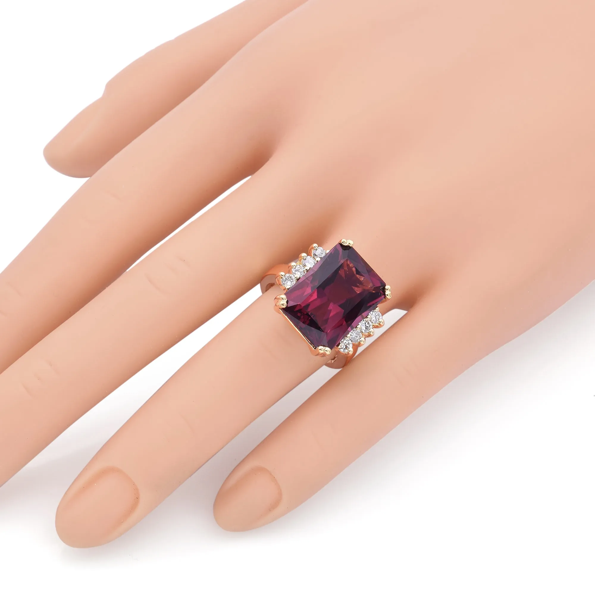 Estate 18K Yellow Gold 14.88ct Tourmaline & 0.40 TCW Diamond Cocktail Ring