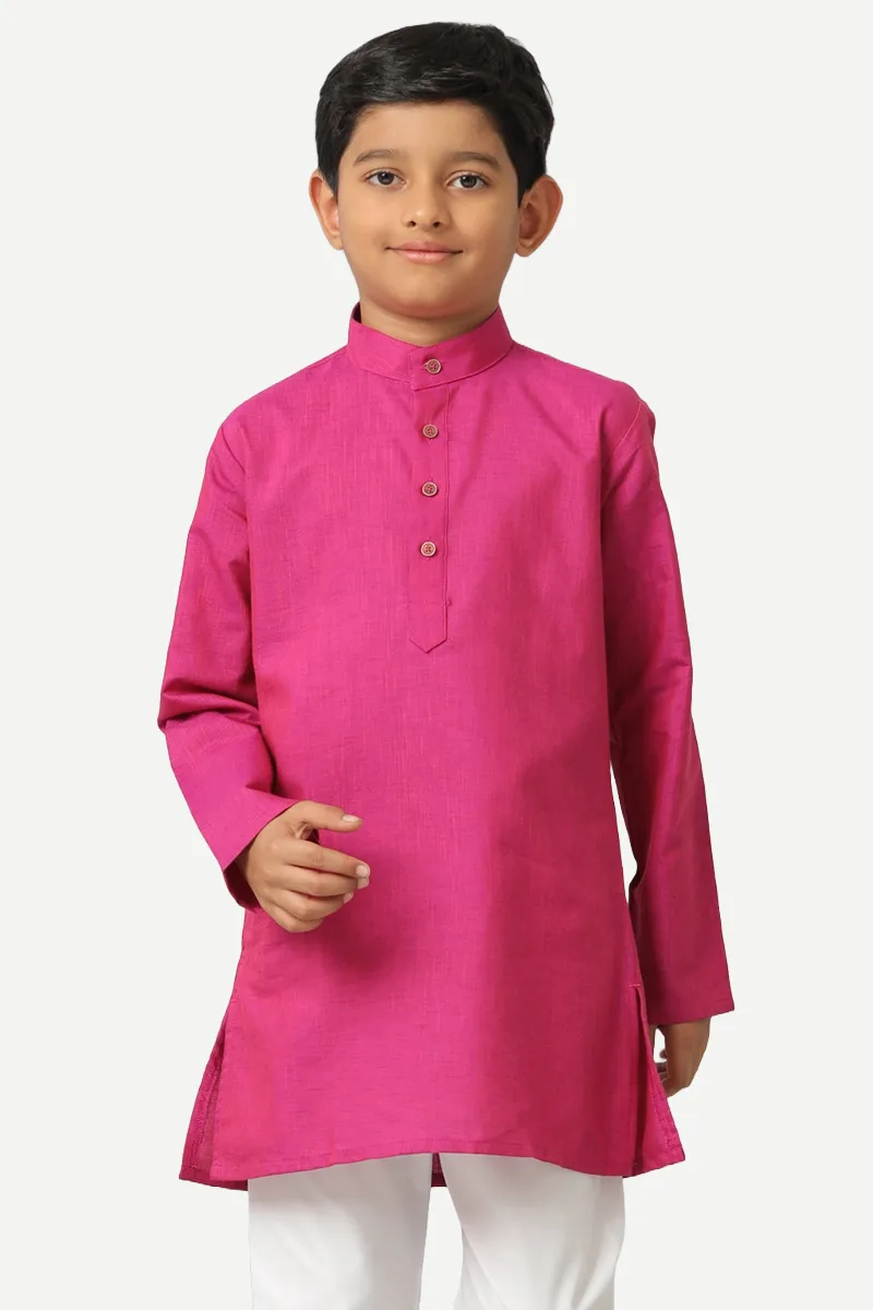 Exotic - Dark Pink Kurta and Pyjama 2 In 1 Set For Kids | Uathayam