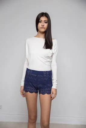 Eyelet Shorts Blue