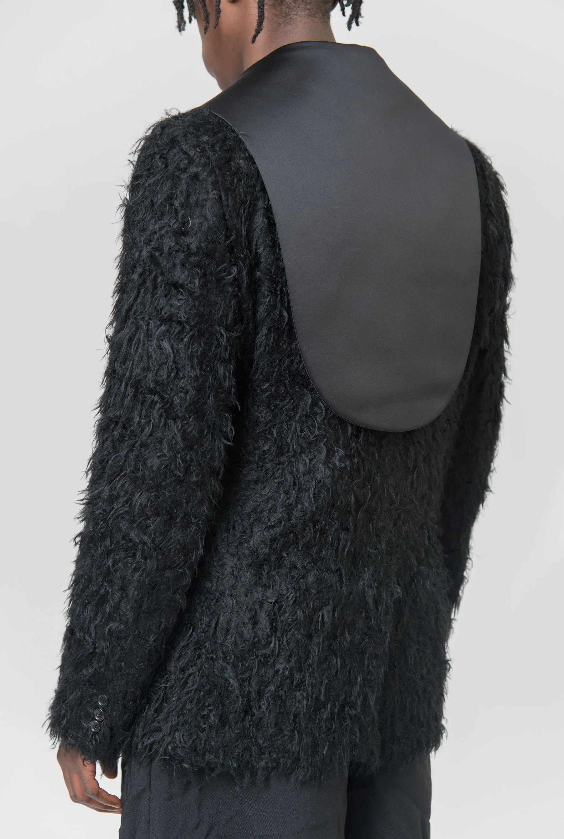 Fake Fur Blazer W/Removable Collar Black PM-J058-051