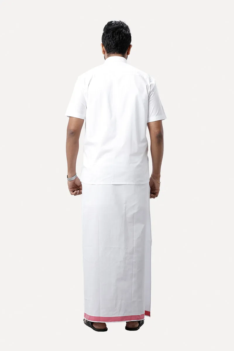 Fixit (SPL) - Pink Pocket Single Dhoti With Fancy Assorted Borders For Men | Uathayam