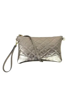 FRANNIE QUILTED CLUTCH GOLD