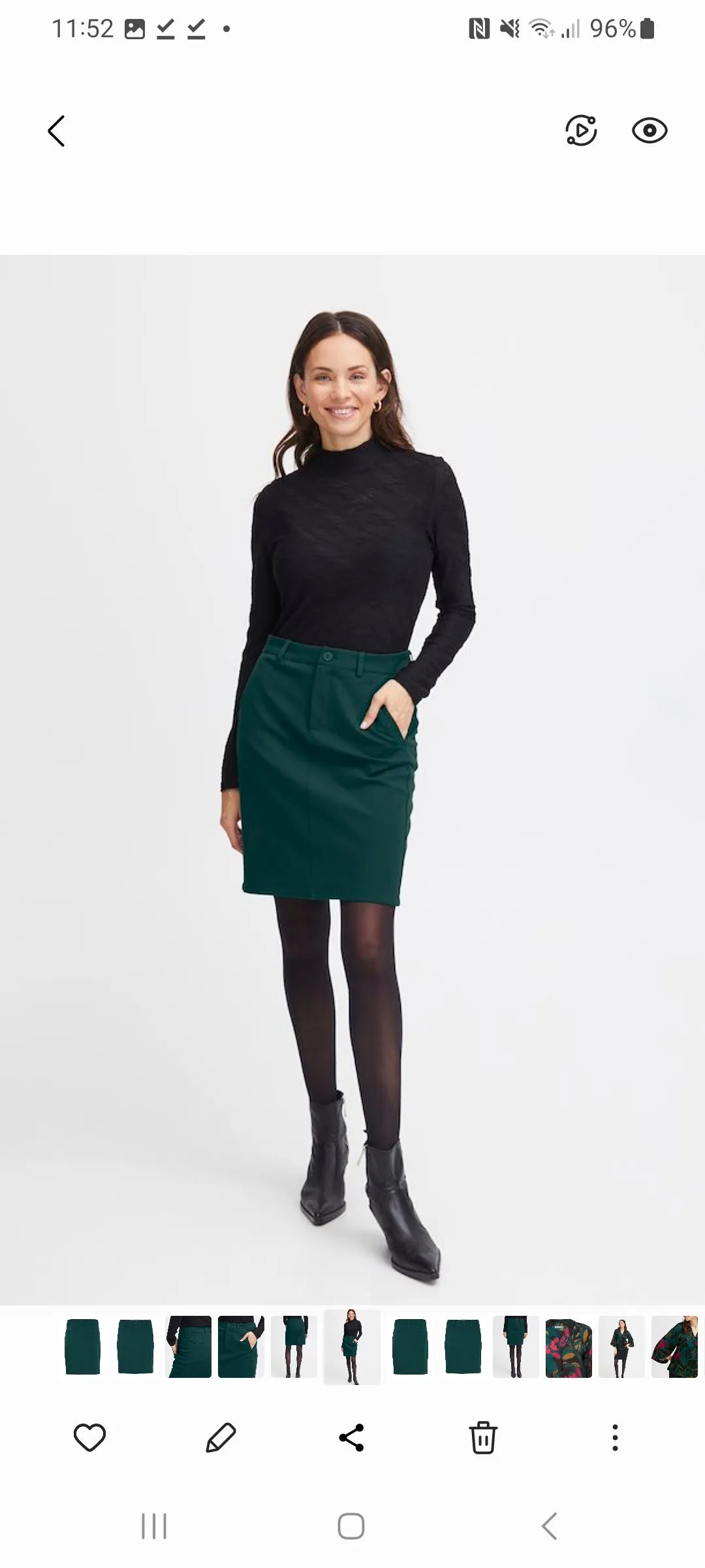 Fransa Lano skirt green 20613020