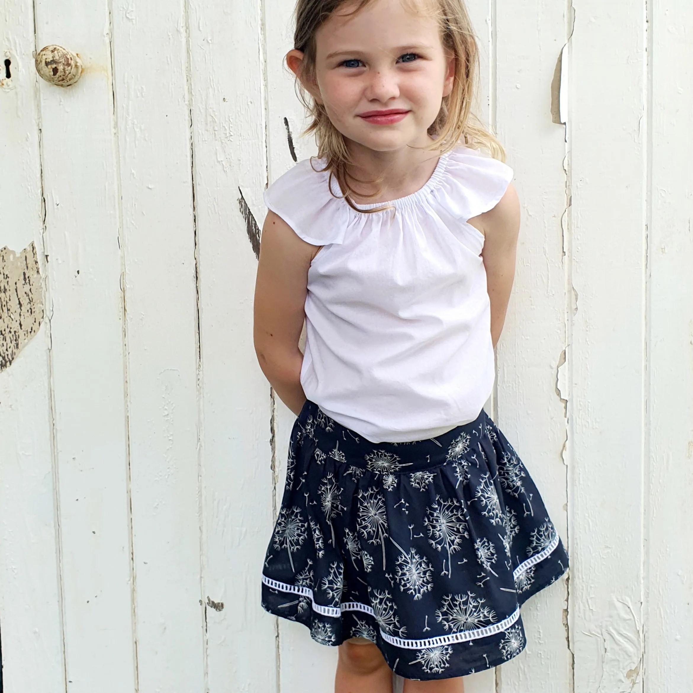 French Cotton Skirt - Dandelion Blue