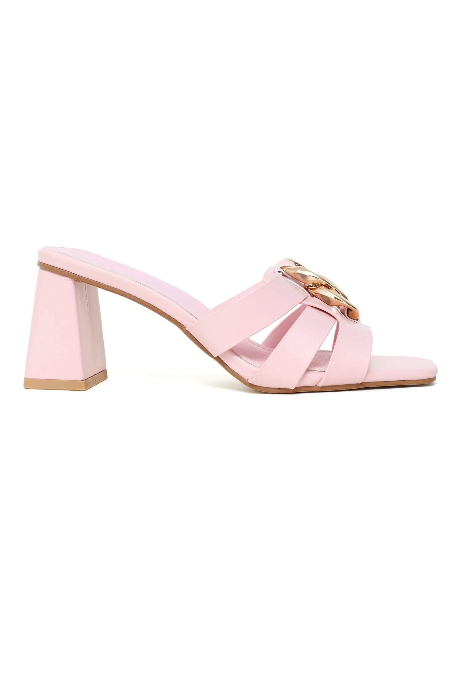 GLAMOUR GLIDE CHAIN HEELS-PINK