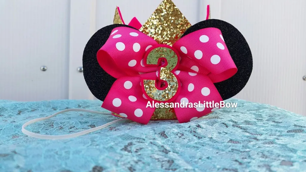 Gold Minnie Ears birthday crown