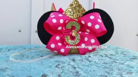 Gold Minnie Ears birthday crown