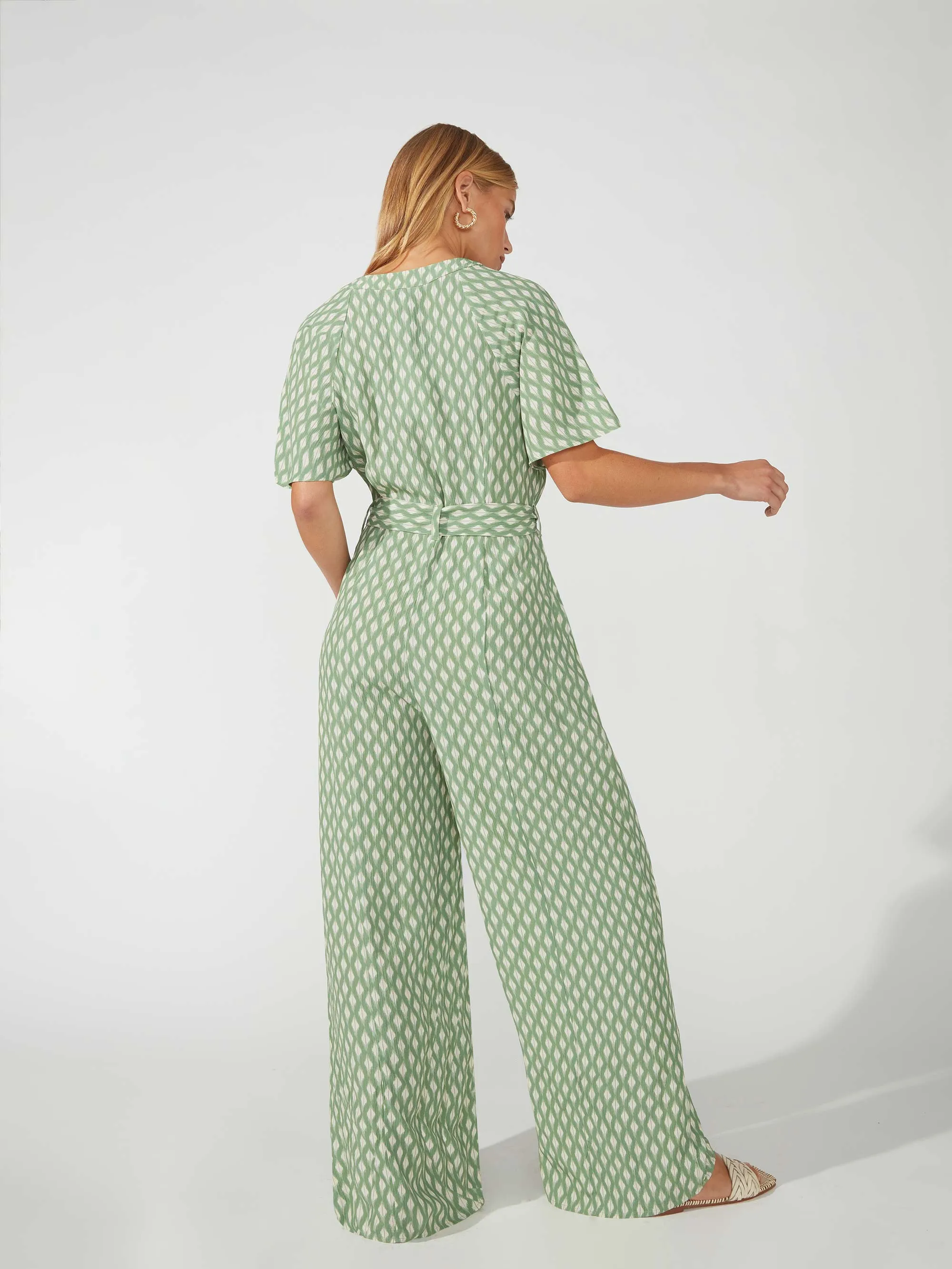 Green Diamond Print Jumpsuit