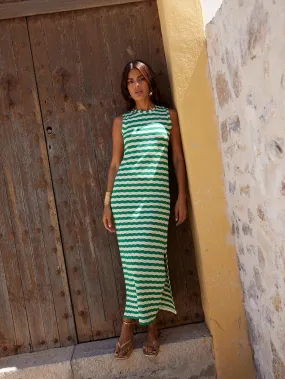 Green Stripe Column Knit Dress