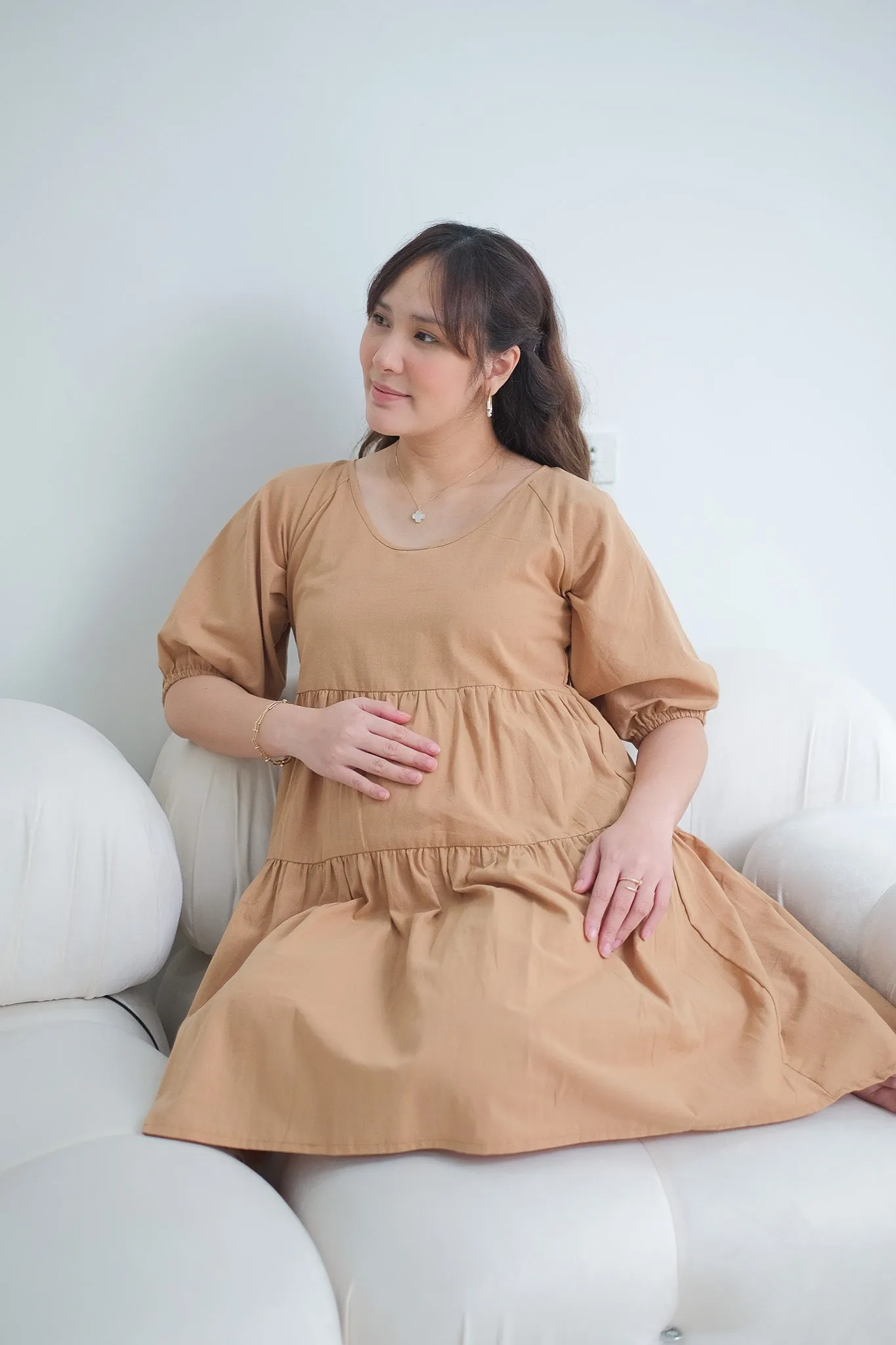 Hailey Maternity Dress - Brown