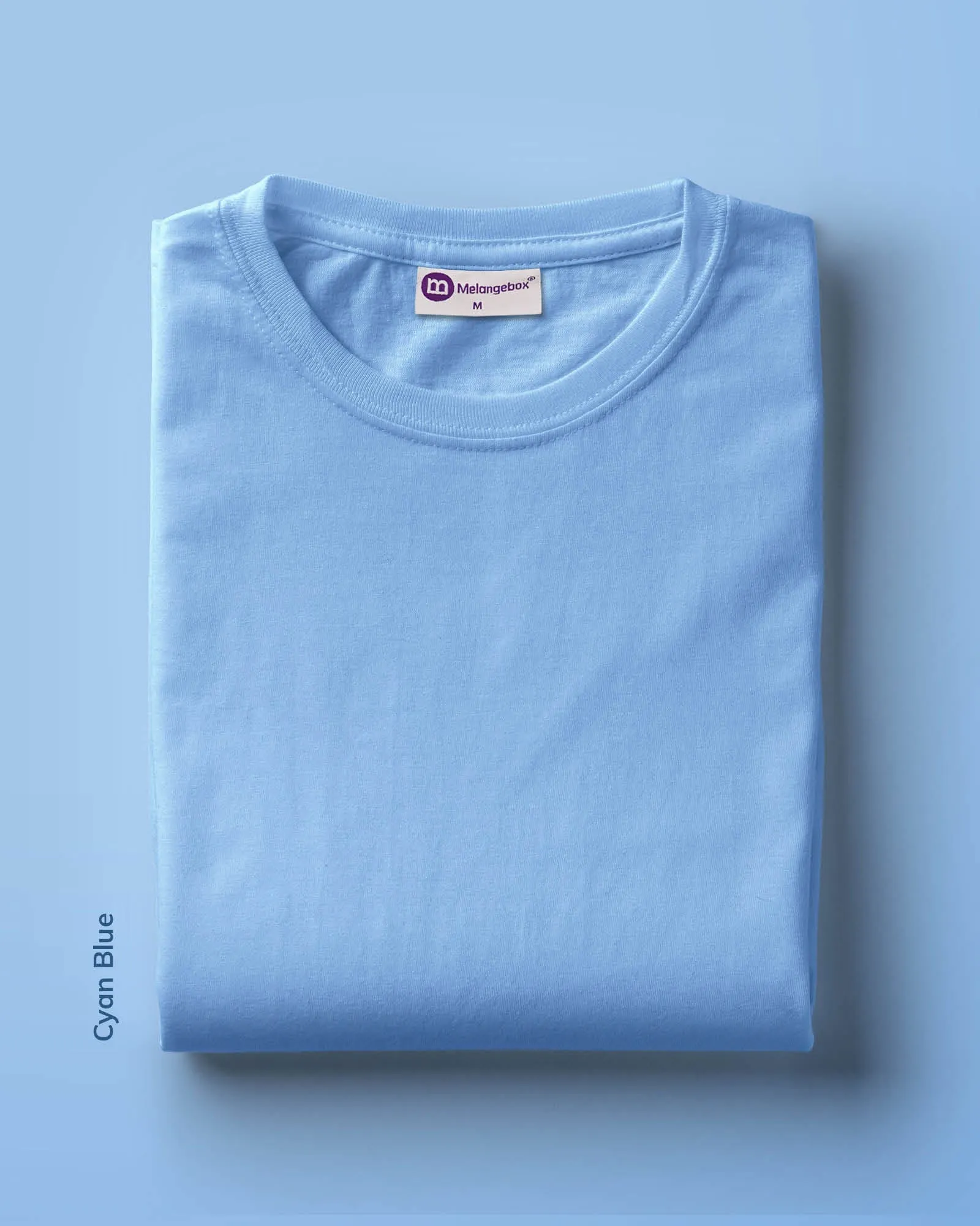 Half Sleeves Crew Neck: Cyan Blue