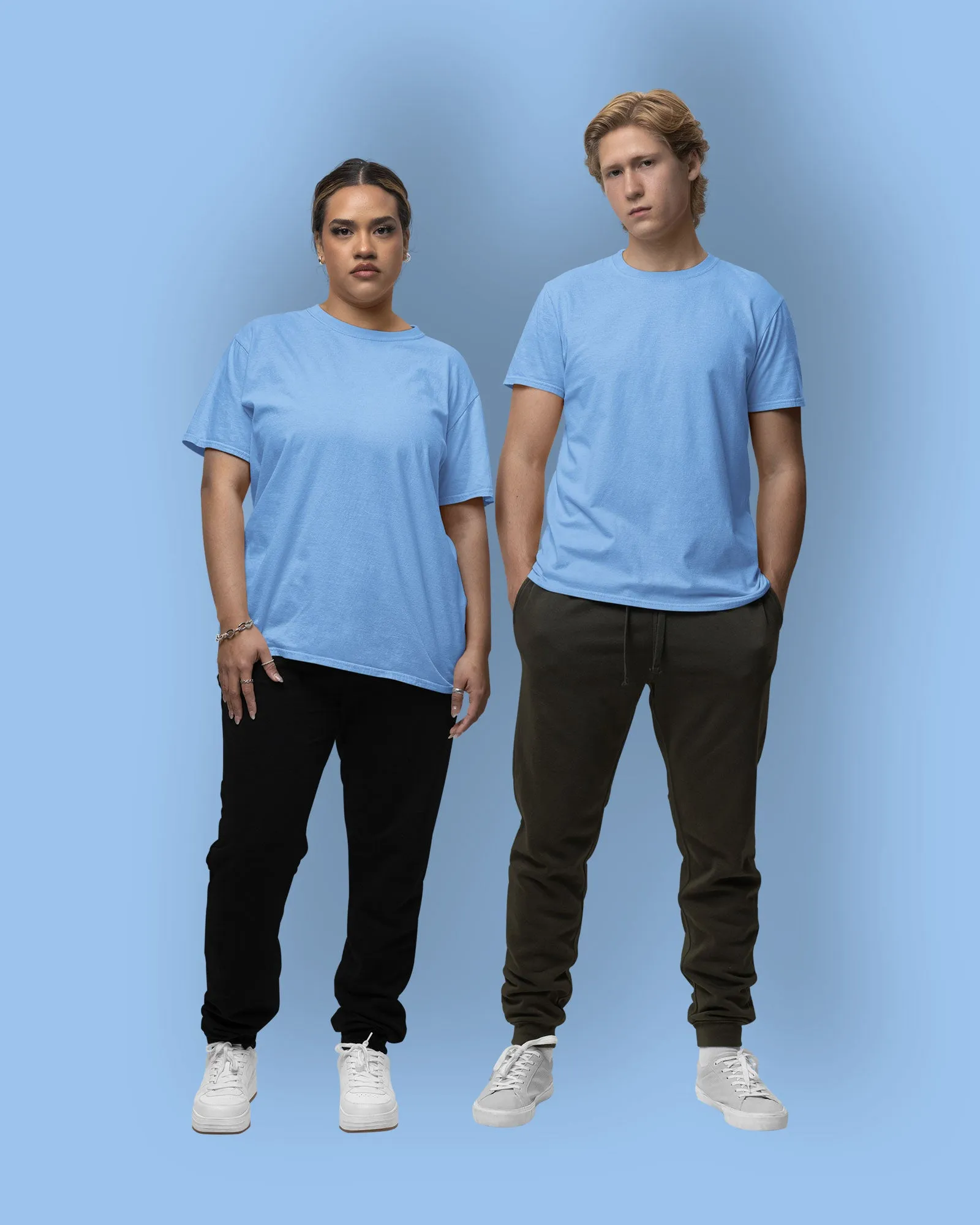 Half Sleeves Crew Neck: Cyan Blue