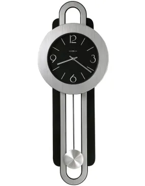 Howard Miller Gwyneth Pendulum Wall Clock - Black Dial - Silver-Tone