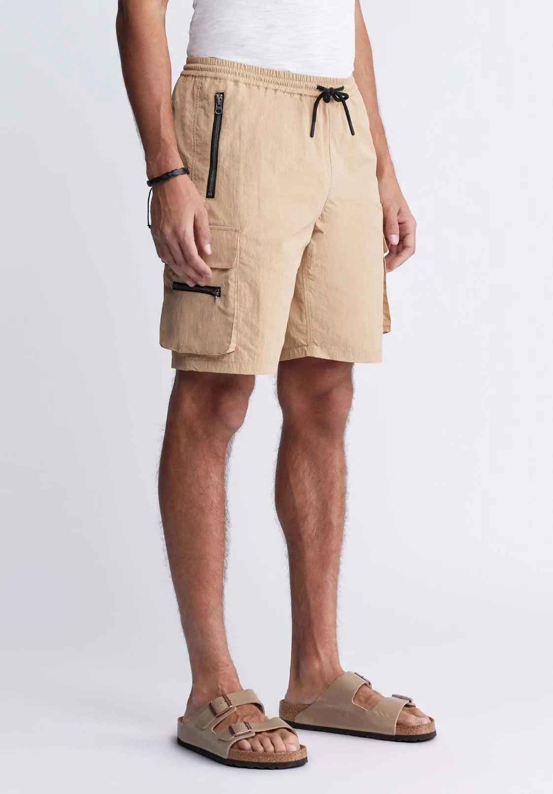 Hult Men’s Drawstring Cargo Shorts in Tan - BM24342