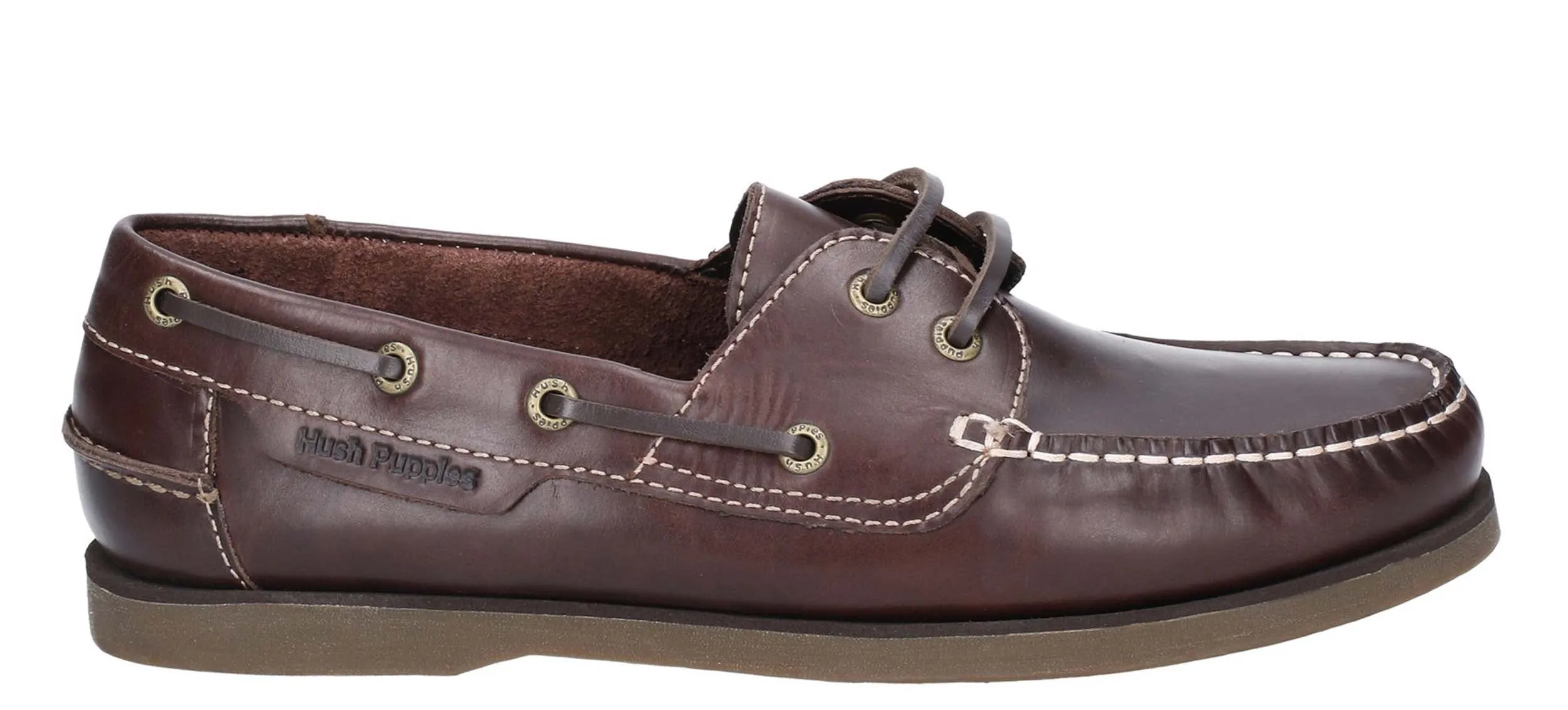 Hush Puppies Henry Mens Leather Lace Up Boat Shoe