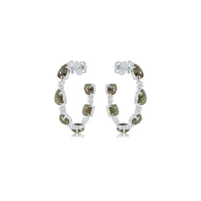 In/Out Hoop Earrings with Rough Natural Diamonds