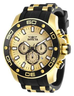 INVICTA Pro Diver Mens Watch - Gold-Tone - Chronograph - Silicone - Date