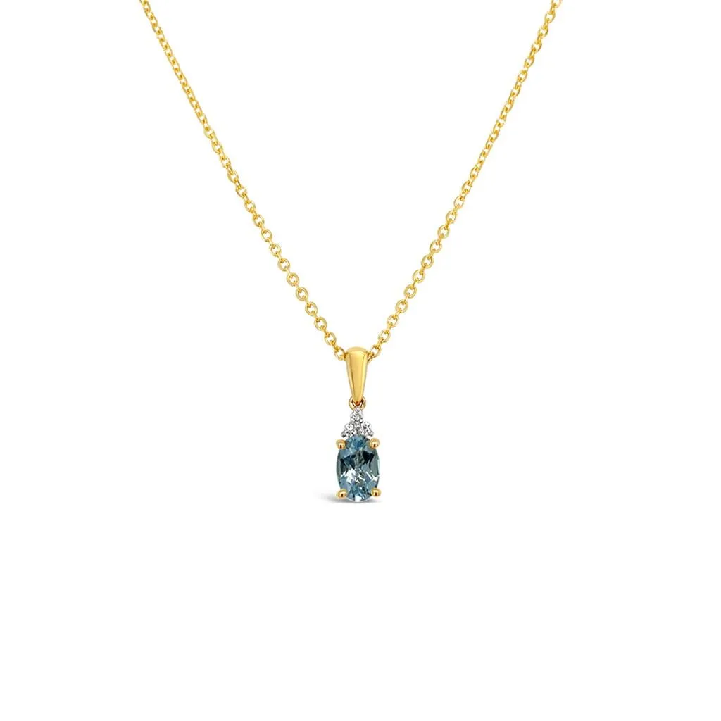 Irisa by Martin Binder Oval Aquamarine & Diamond Pendant Necklace