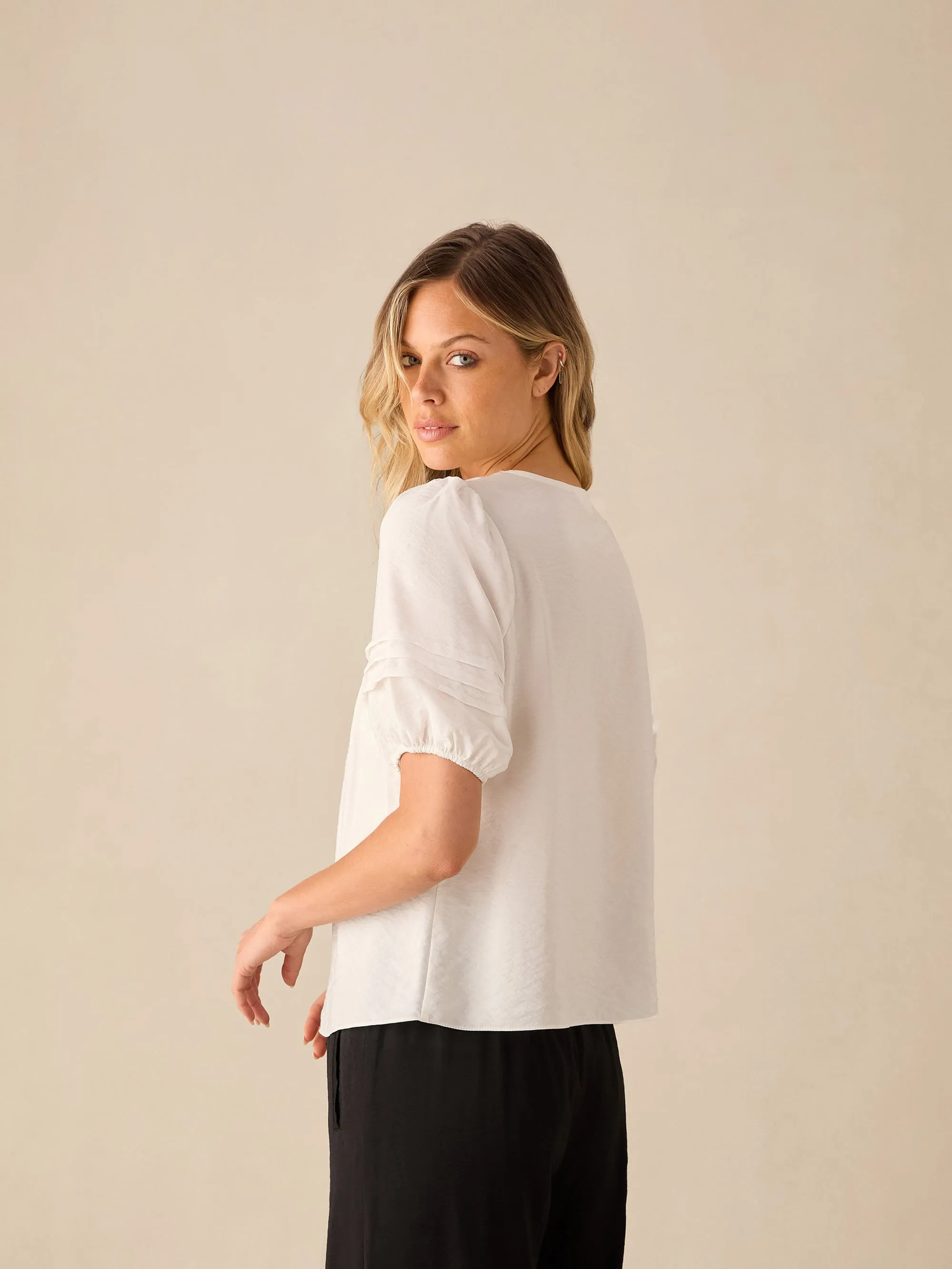 Ivory Pleat Sleeve Top