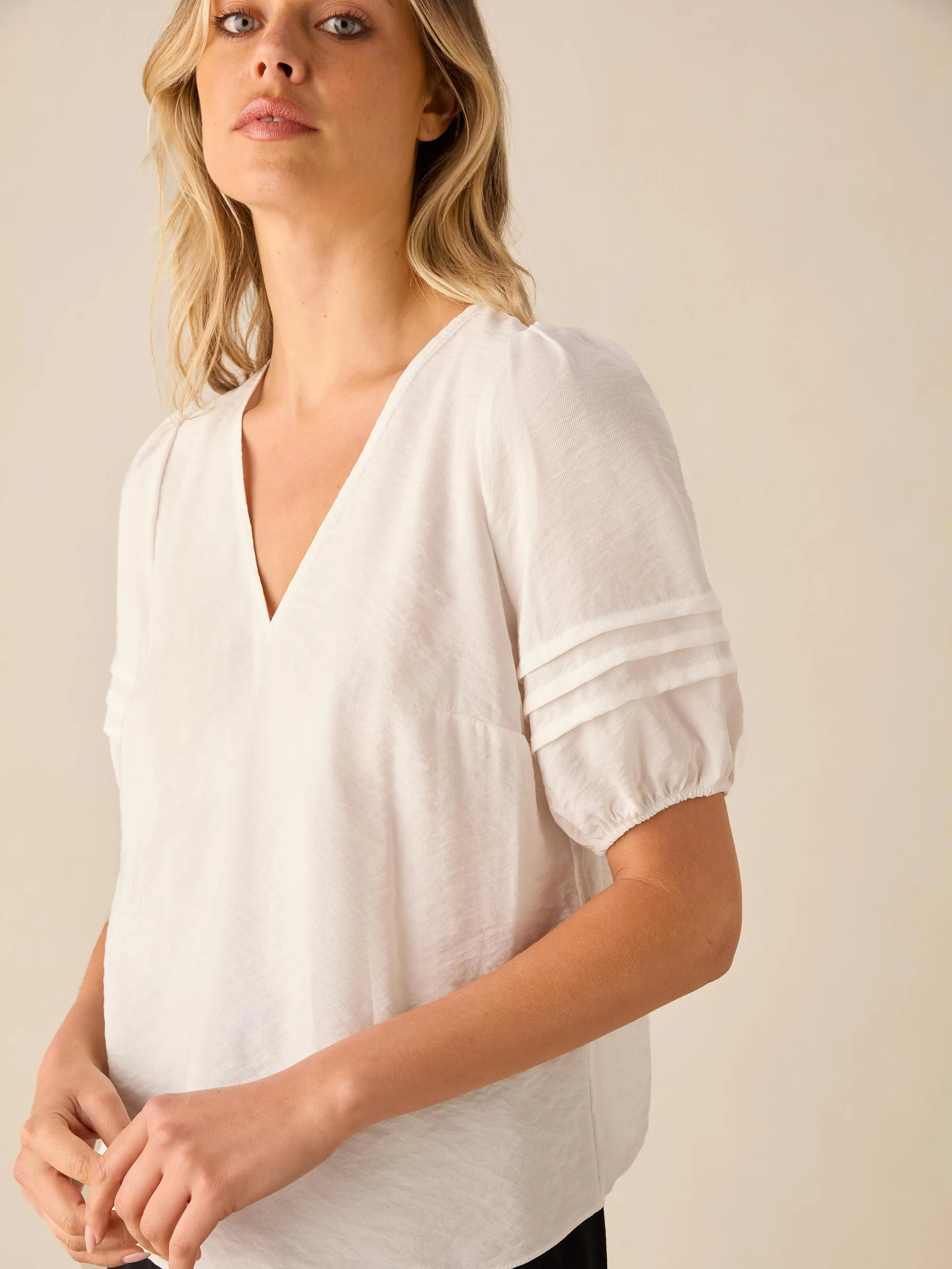 Ivory Pleat Sleeve Top