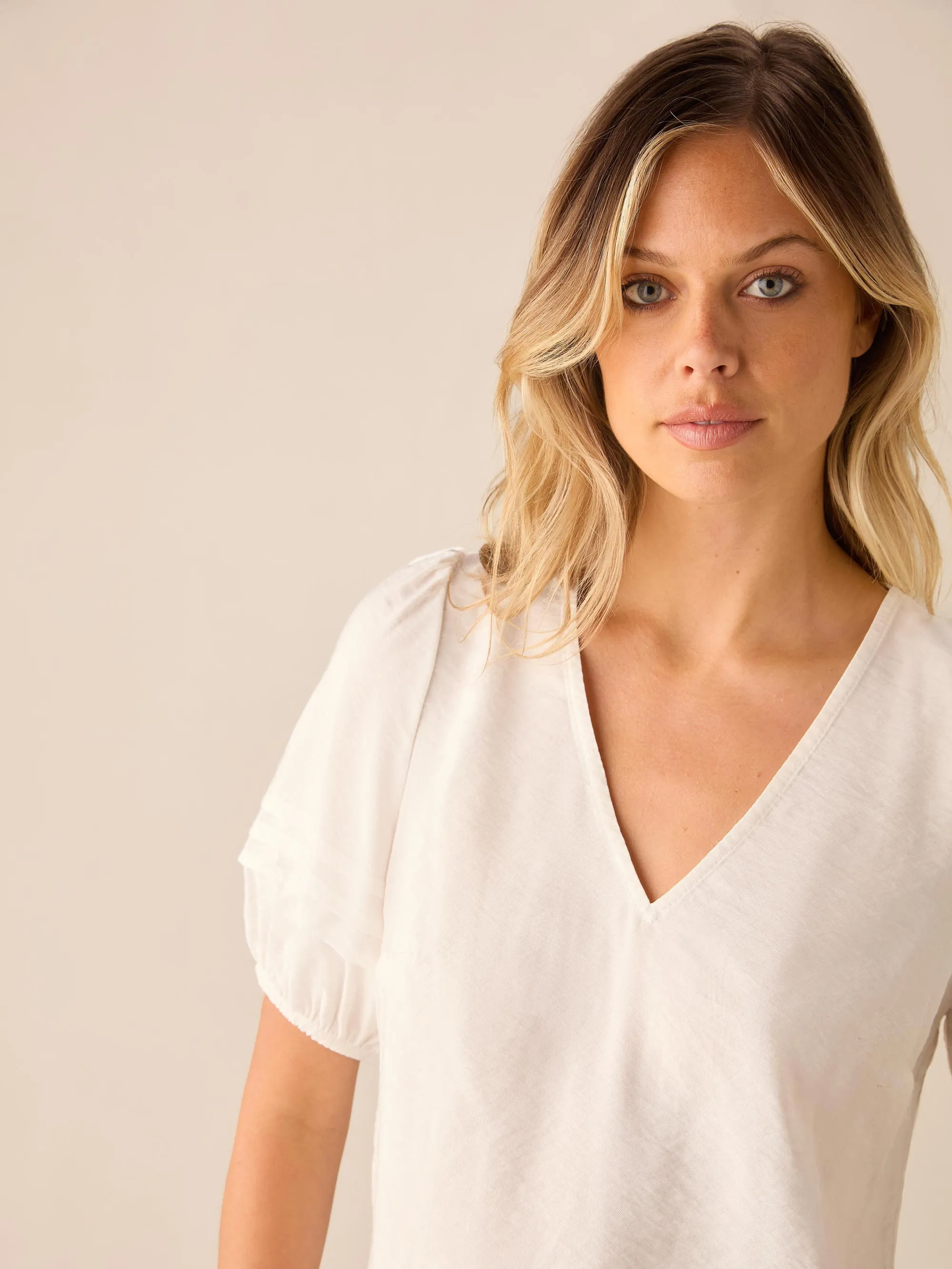 Ivory Pleat Sleeve Top