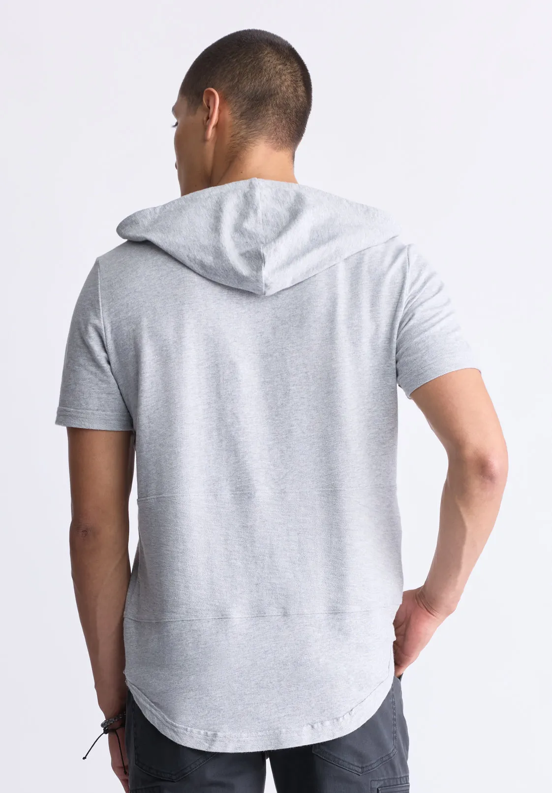 Katoni Men's Short-Sleeve Hooded T-Shirt, Heather Grey - BM24524