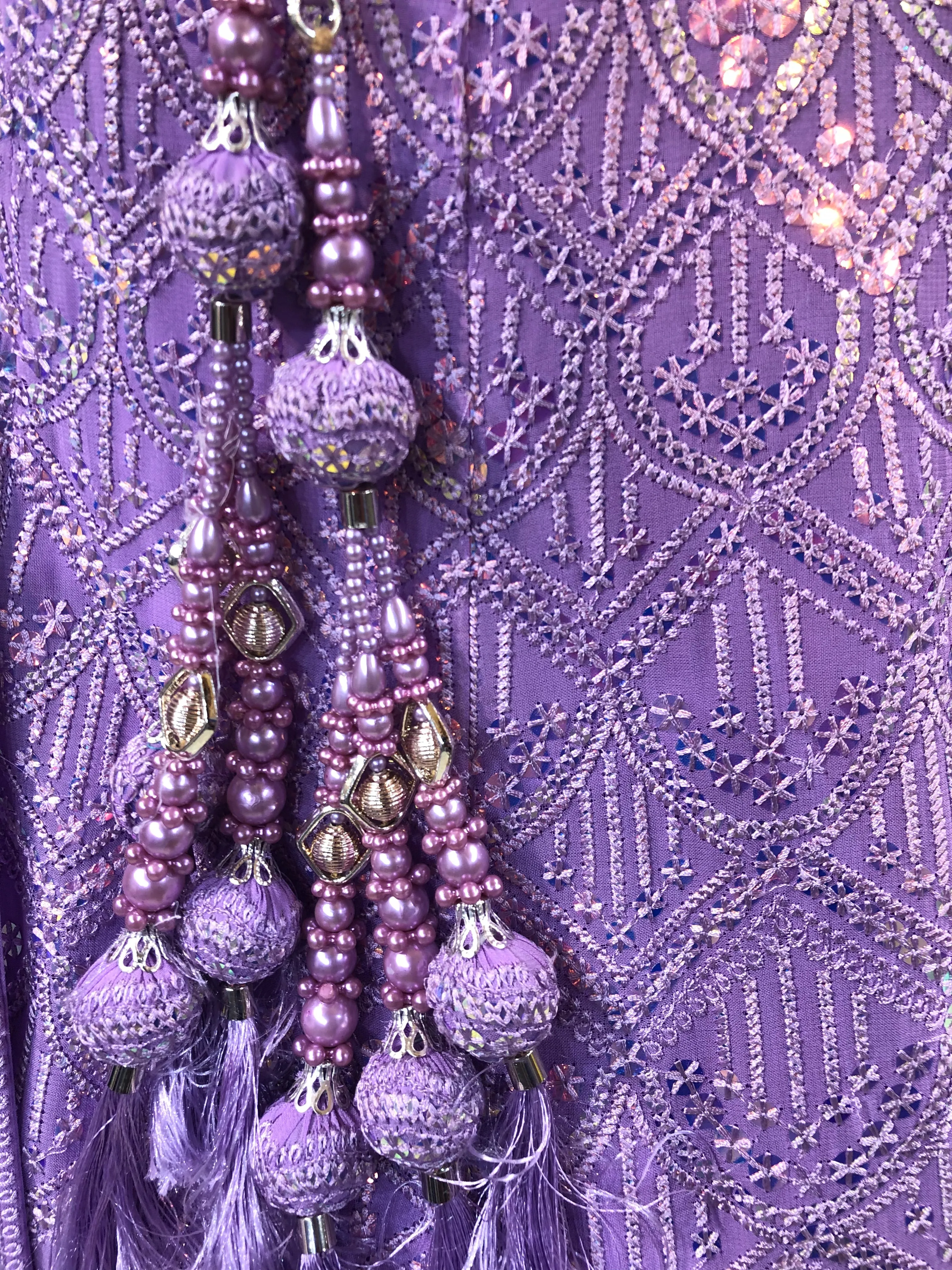 Lavender Georgette Lehenga With Sequins and Thread Work