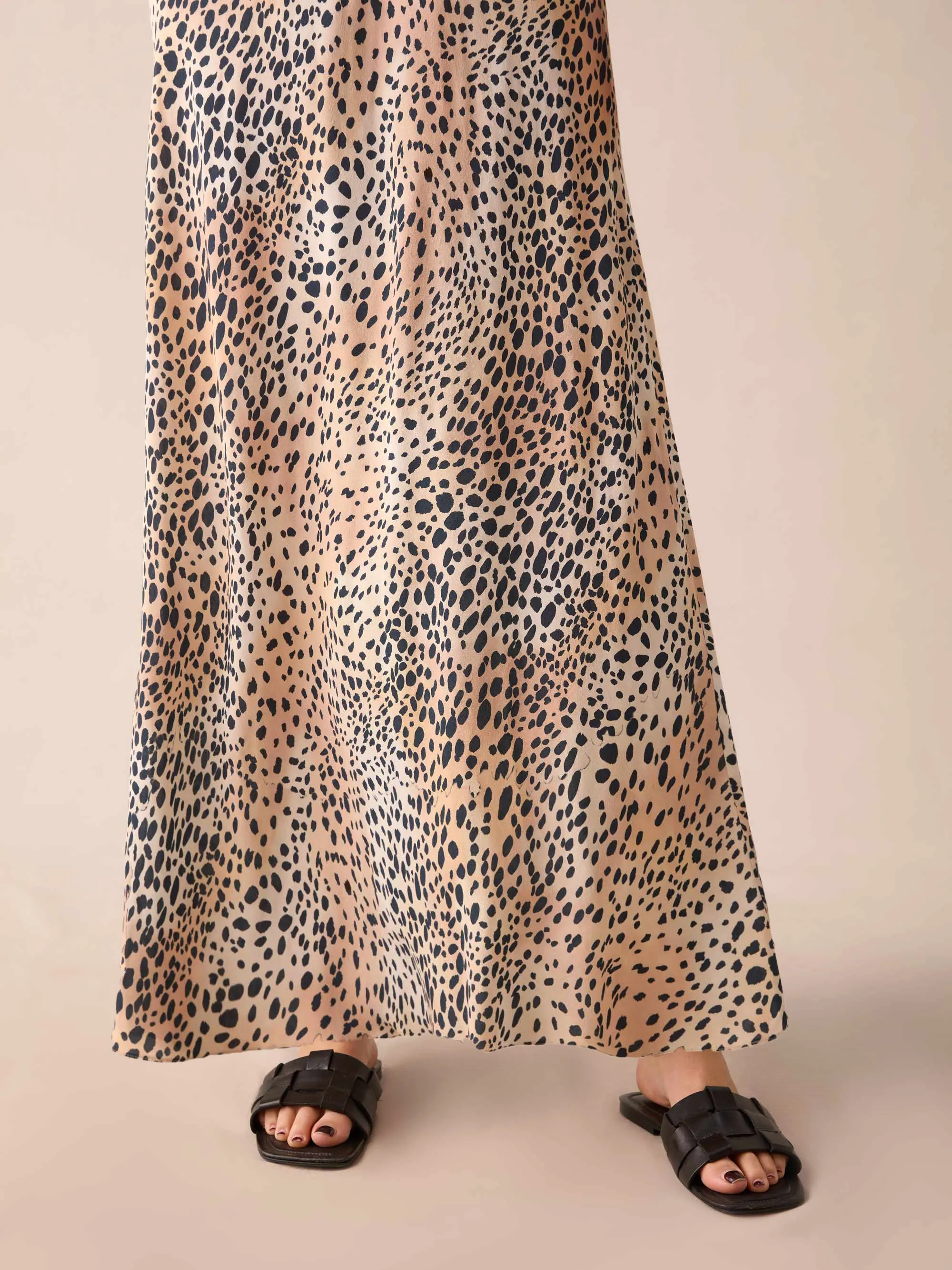 Leopard Print Bias Cut Maxi Skirt