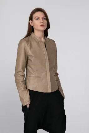 Lily - Beige Leather Jacket