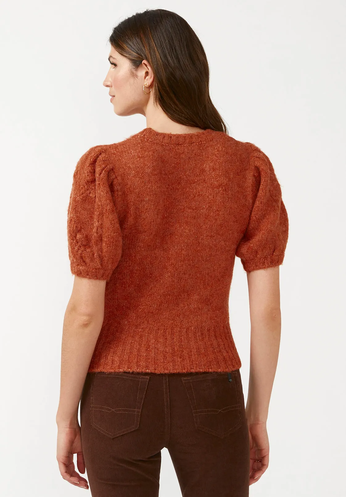 Lissa Women's Short Sleeve Sweater in Ginger Orange - SW0015F