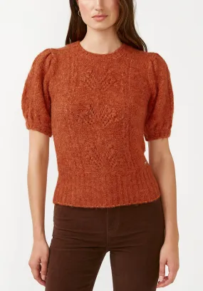 Lissa Women's Short Sleeve Sweater in Ginger Orange - SW0015F