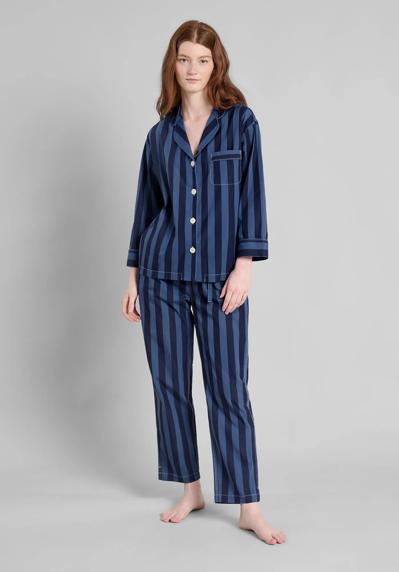 Marina Pajama Set in Blue Cabana Stripe