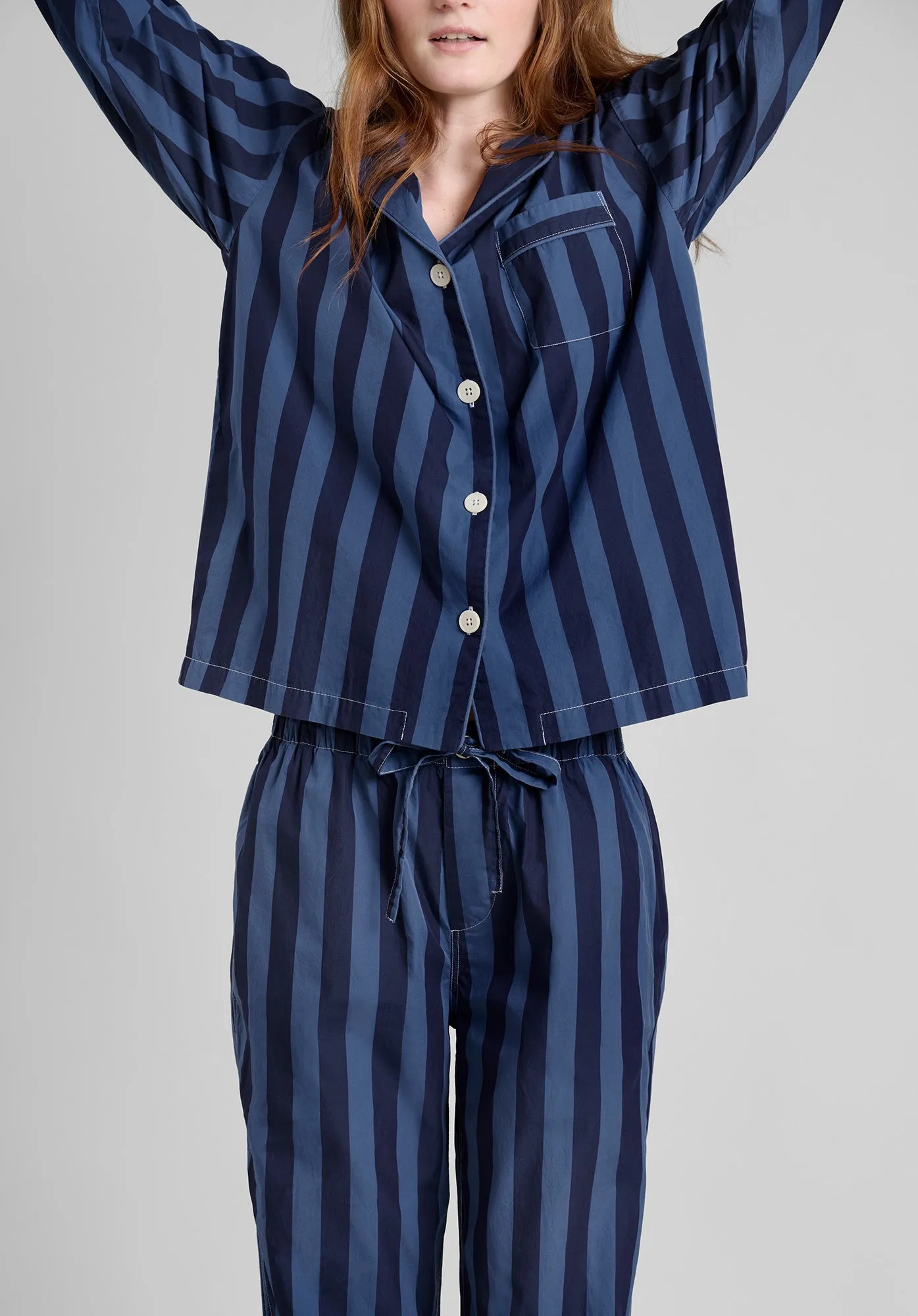 Marina Pajama Set in Blue Cabana Stripe