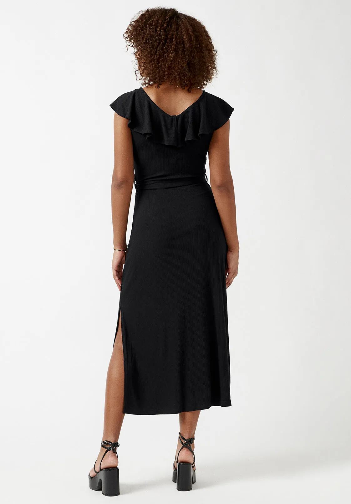 Mathilde Black Ruffle Knit Dress - KD0001S