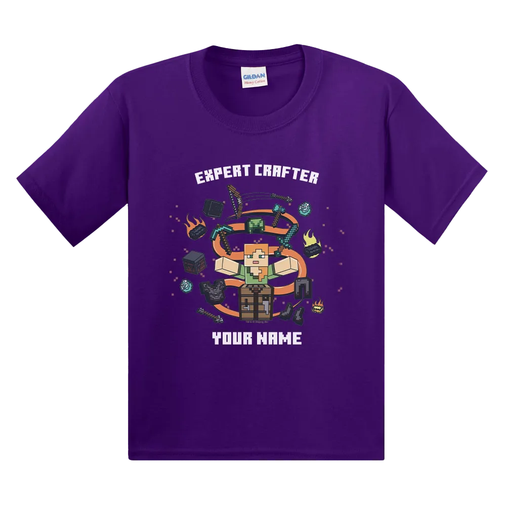 Minecraft Alex Expert Crafter Personalized Kids Short Sleeve T-Shirt