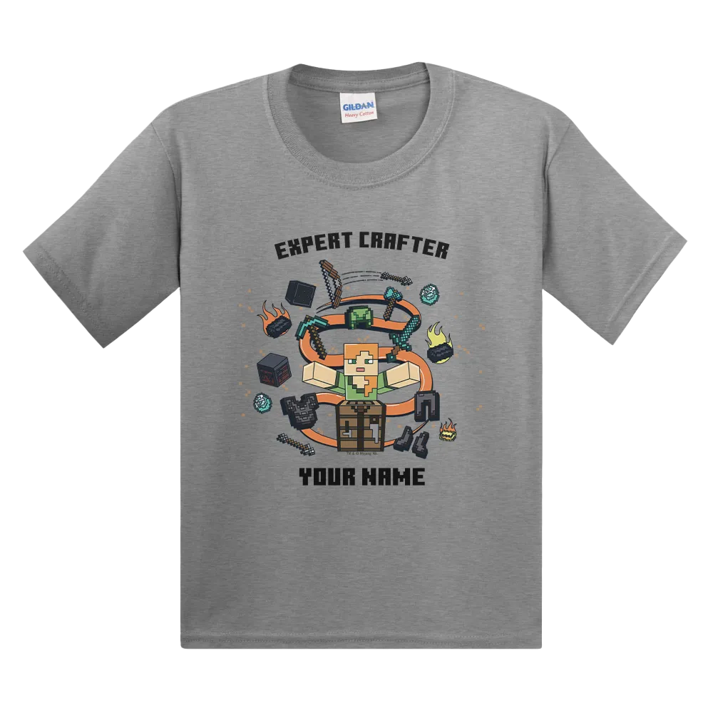 Minecraft Alex Expert Crafter Personalized Kids Short Sleeve T-Shirt