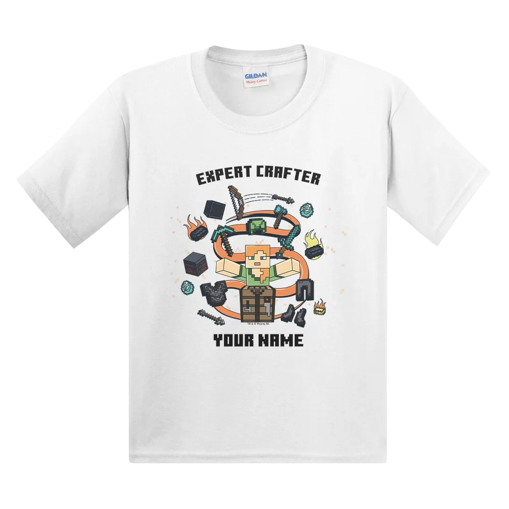 Minecraft Alex Expert Crafter Personalized Kids Short Sleeve T-Shirt