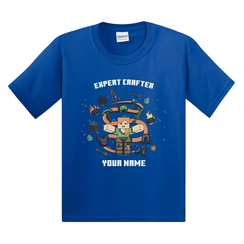 Minecraft Alex Expert Crafter Personalized Kids Short Sleeve T-Shirt