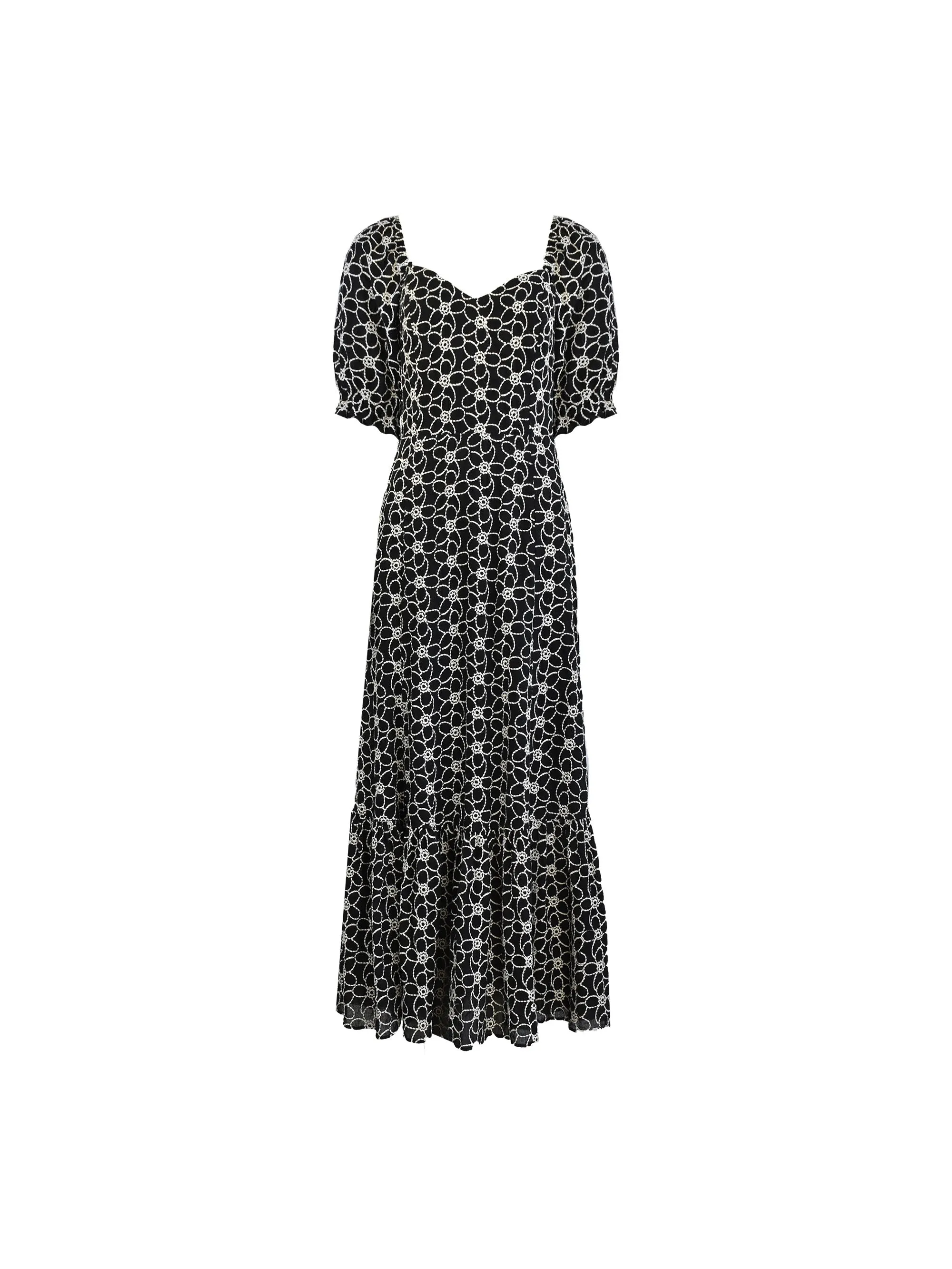 Mono Sweetheart Neck Embroidered Dress