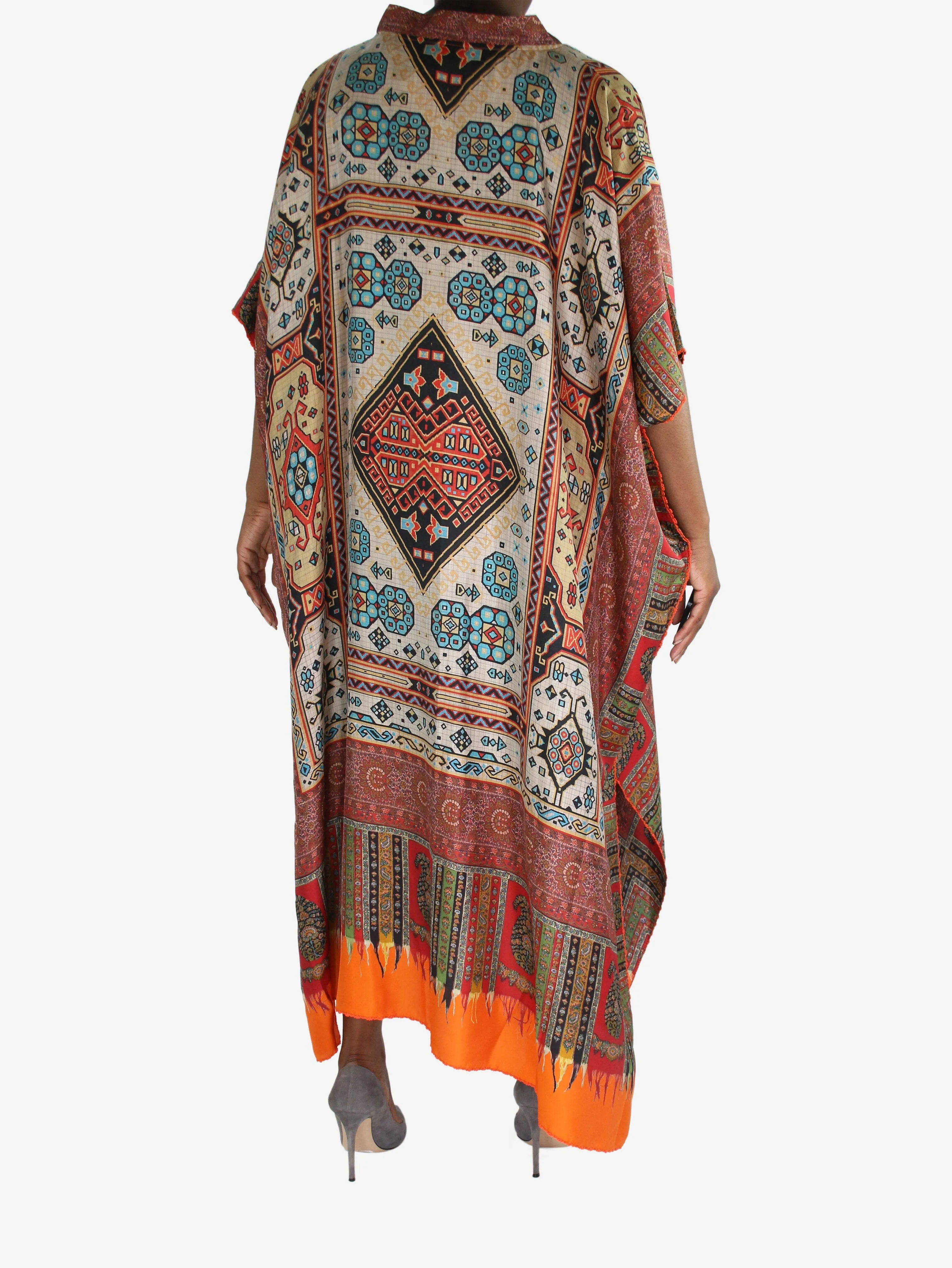 Multicoloured silk printed kaftan - size