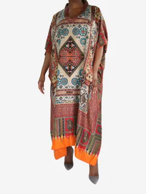 Multicoloured silk printed kaftan - size