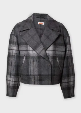 NAYOMI Checked Wool Cropped Jacket - Gray