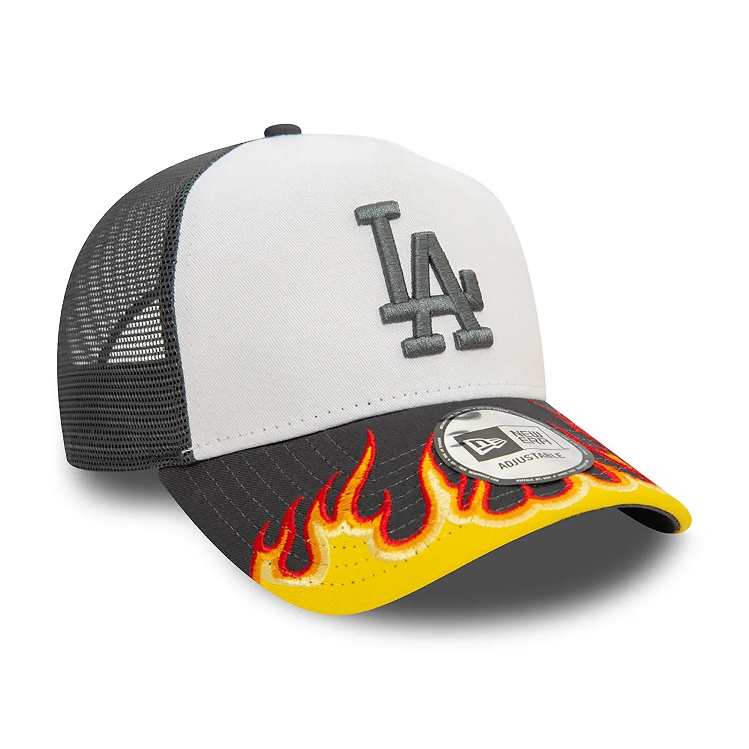 NEW ERA LA Dodgers MLB Flame Dark Grey 9FORTY E-Frame Adjustable Trucker Cap