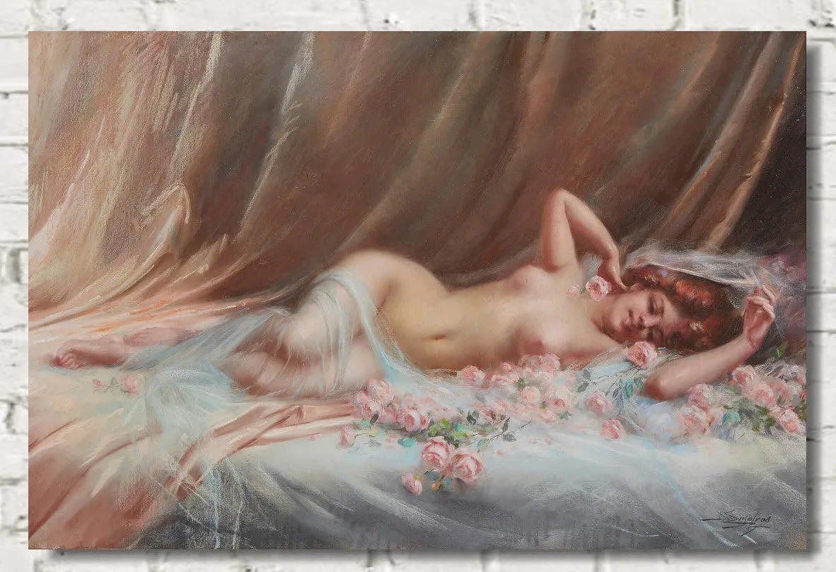 Nude on a bed of roses, Delphin Enjolras