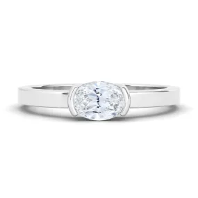 Oval Half Bezel Diamond Ring