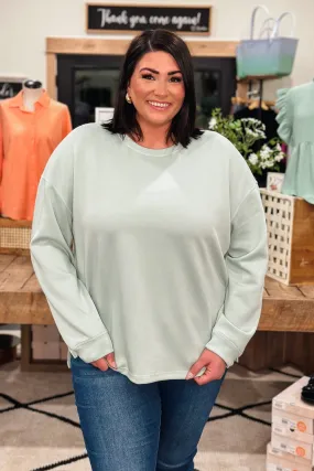 Oversized Crew Neck- Curvy- Mint