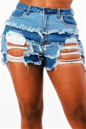 Patch Denim Shorts