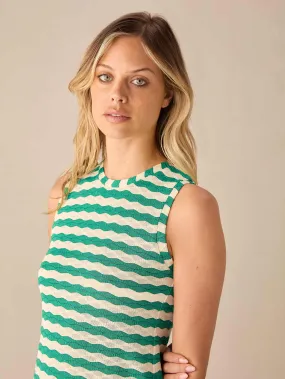 Petite Green Stripe Column Knit Dress