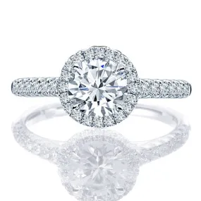 Point of Love Round Diamond Platinum 1.90 Carat Halo Engagement Ring